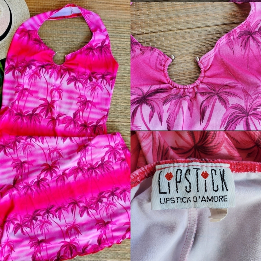 Lipstick Pink Tropical print beach slipover